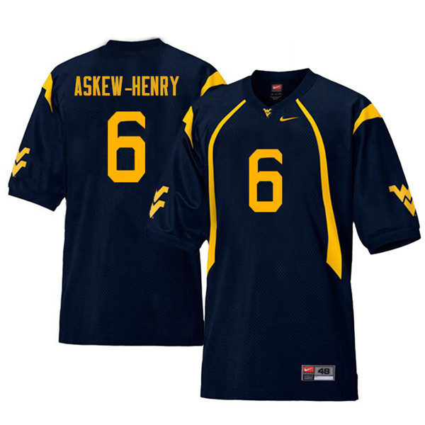 Men #6 Dravon Askew-Henry West Virginia Mountaineers Retro College Football Jerseys Sale-Navy - Click Image to Close
